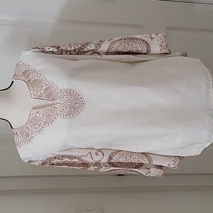 Chico's Size 0 (US 4-6) Embroidered Tunic, Cream Colored, Linen Blend, NEW w/Tag